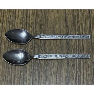 Vintage‎ 1970s National Stainless Korea Kashmir Teaspoons Set of 2 Flatware